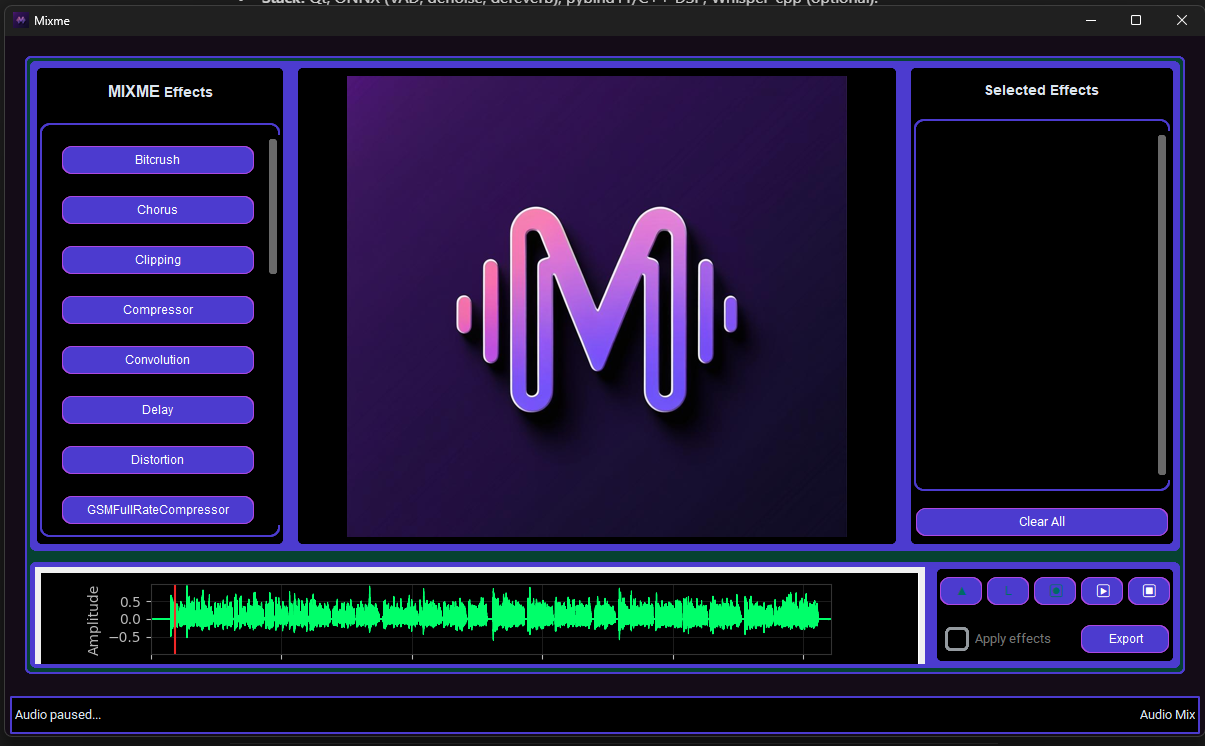 Mixme Audio Mixing Software Screenshot